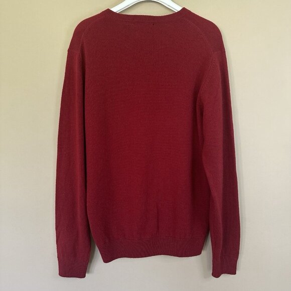 WH Belk 100% Cashmere Sweater Men M Maroon Red Fine 2 Ply Preppy VNeck Old Money - Picture 5 of 7